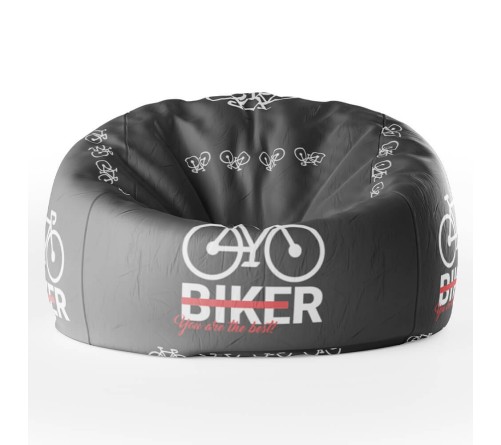 Babzsákfotel Fekete színű BIKER You are the best! Mintás