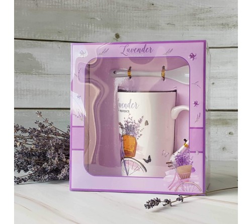 Lavender Provence teás bögre Lila kerékpárral