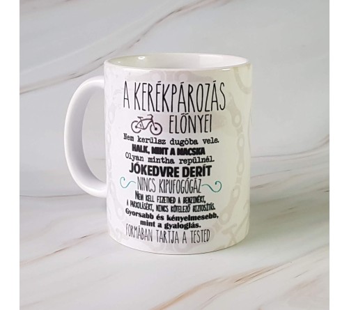 Kerékpáros bögre vicces felirattal
