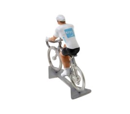 Miniatűr kerékpáros Fehér Jersey fém modell