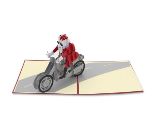 Mikulás motoron 3D hajtogatós üdvözlőlap